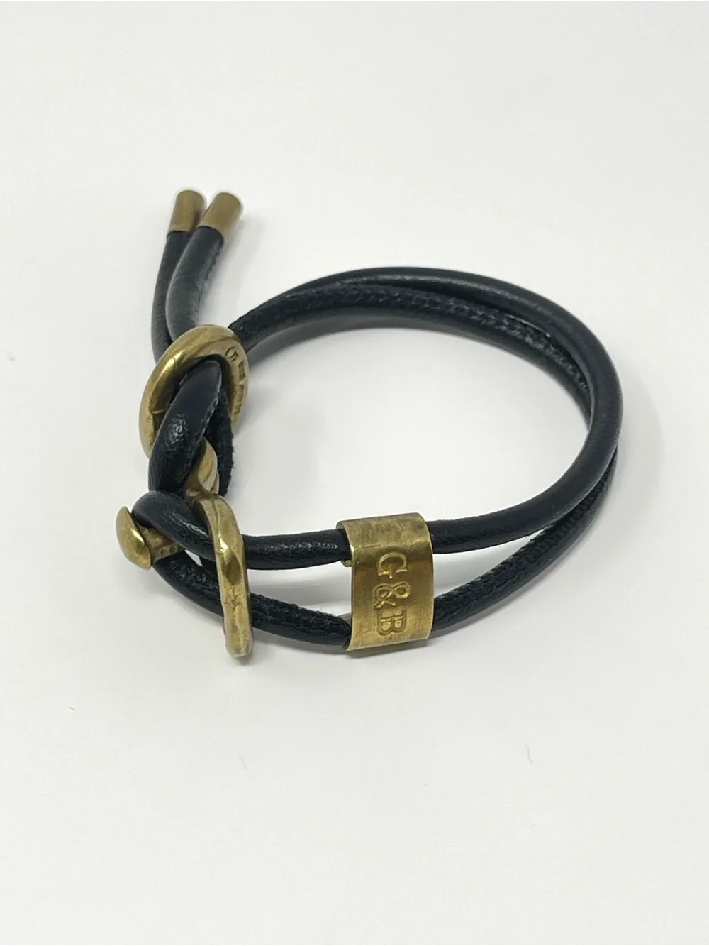 New Anthropologie x Giles Brothers Round Leather Wrap Bracelet Black